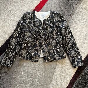 Armani Collezioni Black Brocade Elegant Y2K Blazer